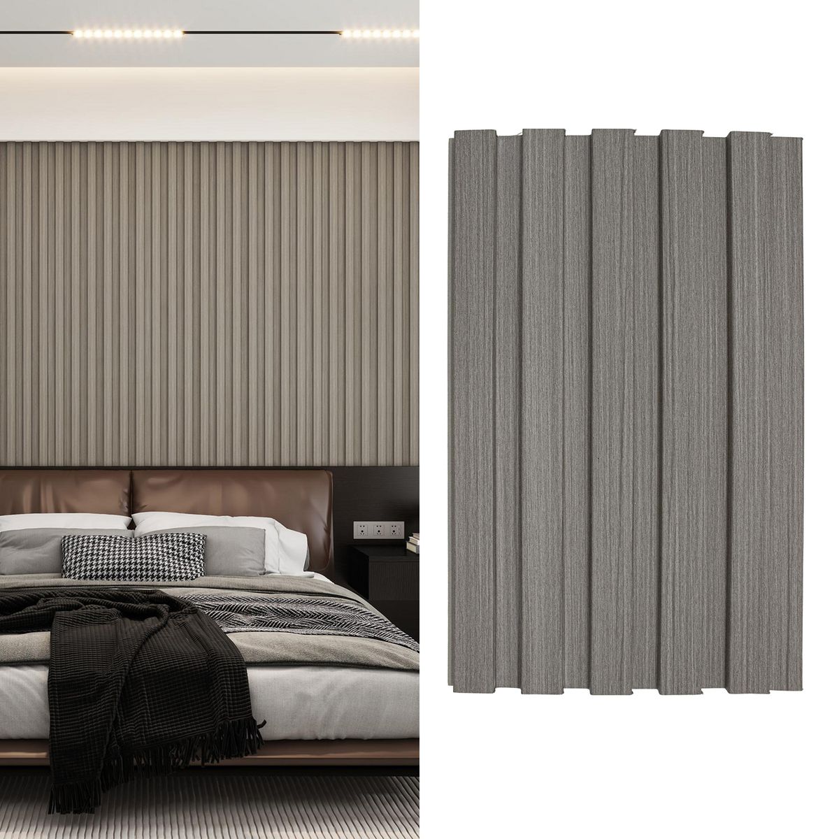 KLIPEN - Revestimiento SPC Muro Decorativo Monaco 15.5x0.9 cm Gris 2.61 m2