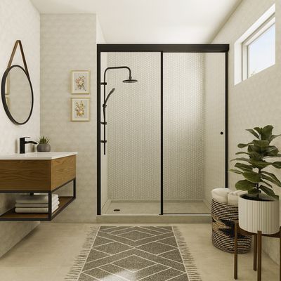 Imagen 2 del producto Mampara corredera de 8 mm 110x185 cm negro mate