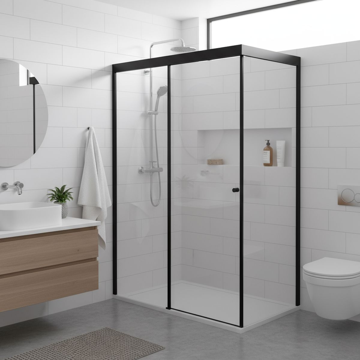 STRETTO - Mampara corredera de 8 mm 120x185 cm negro mate