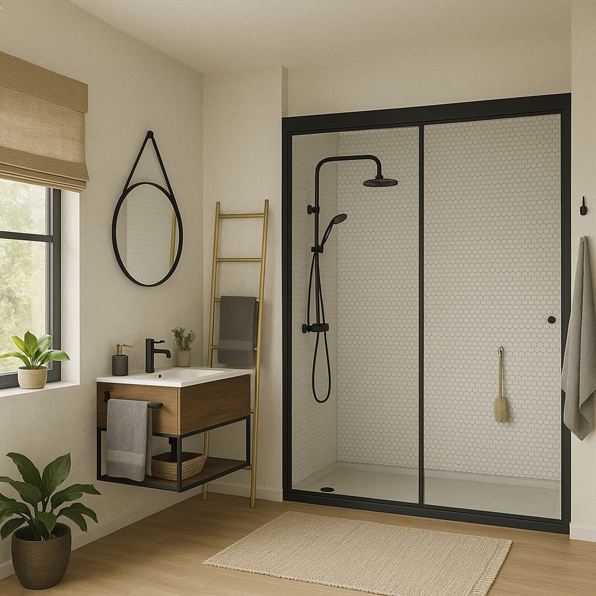 STRETTO - Mampara corredera de 8 mm 150x185 cm negro mate