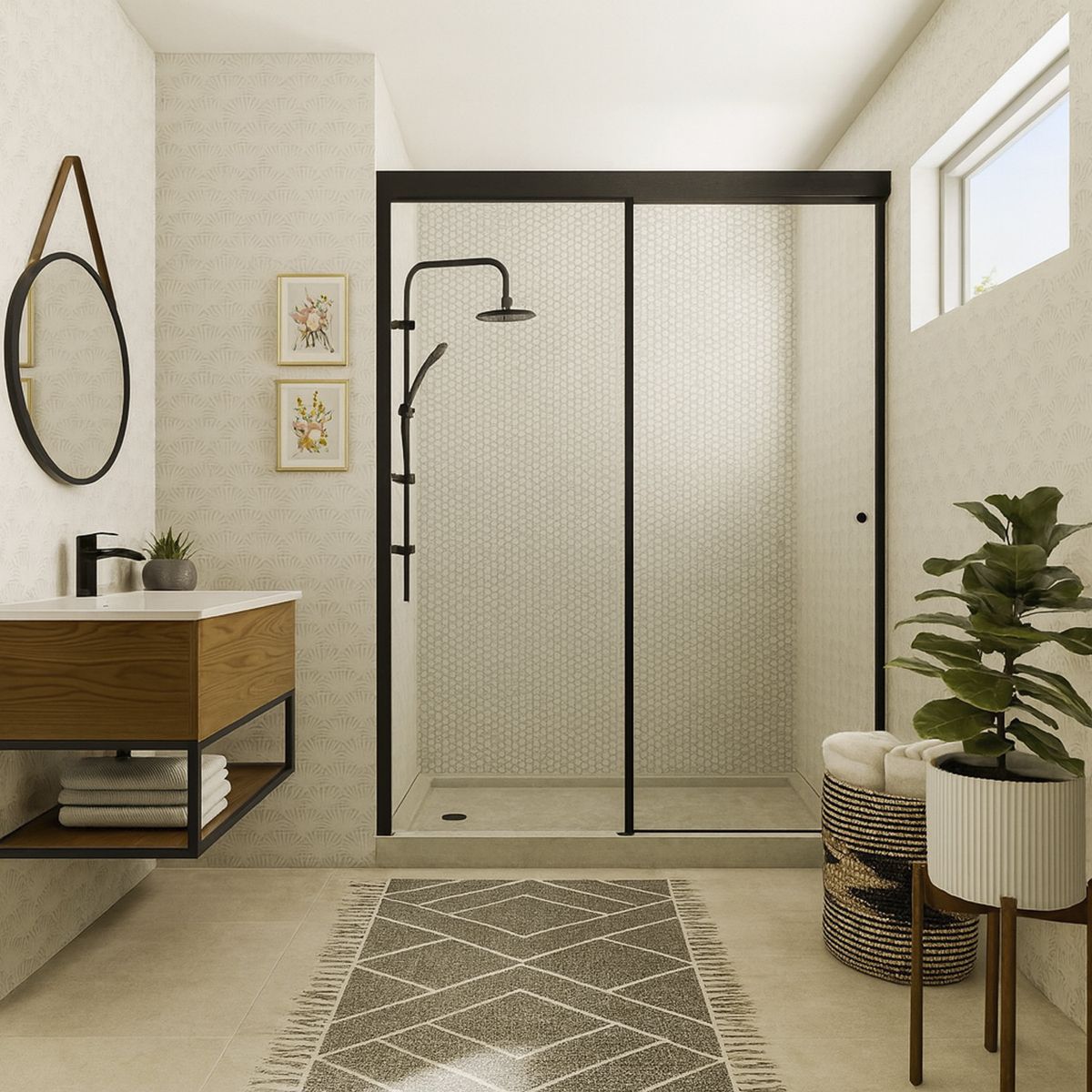 STRETTO - Mampara corredera de 8 mm 160x185 cm negro mate