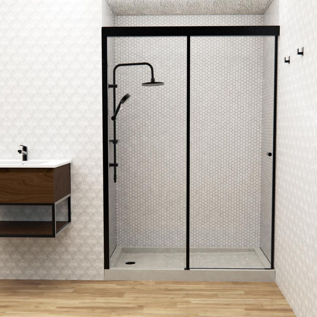 STRETTO - Mampara corredera de 8 mm 140x185 cm negro mate