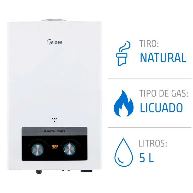 Calefont 5 Litros Gas Licuado Tiro Natural Ionizado