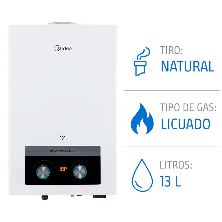 Calefont 13 Litros Gas Licuado Tiro Natural Ionizado