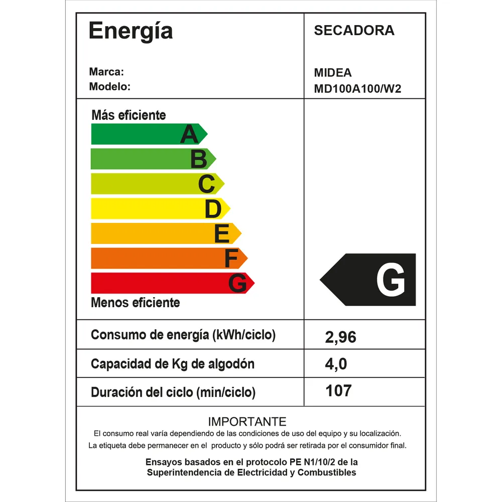 Secadora 10 kg Carga Frontal con Evacuación Blanco MD100A100/W2, foto 10