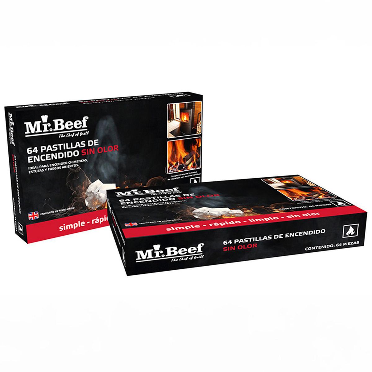 MR BEEF - Pastillas de encendido sin olor 64 unidades