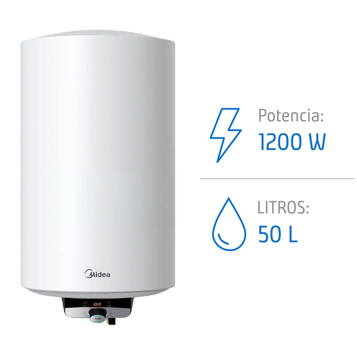 Termo Eléctrico 50 Litros 1.2 kW de Muro, marca MIDEA - Foto Principal