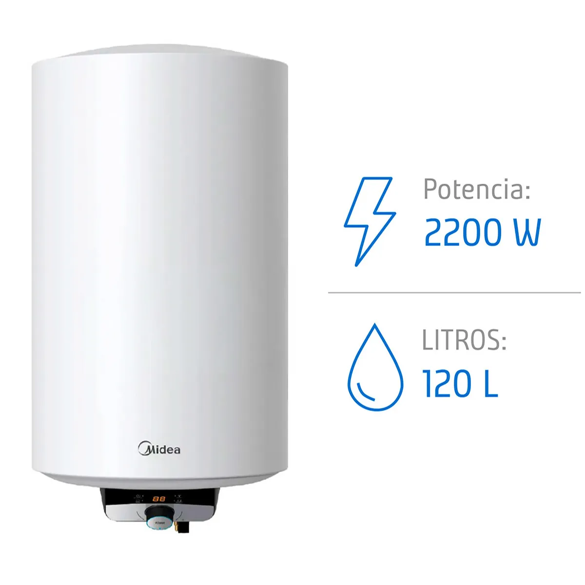 Termo con Wifi Eléctrico 120 Litros 2.2 kW de Muro, marca MIDEA - Foto Principal