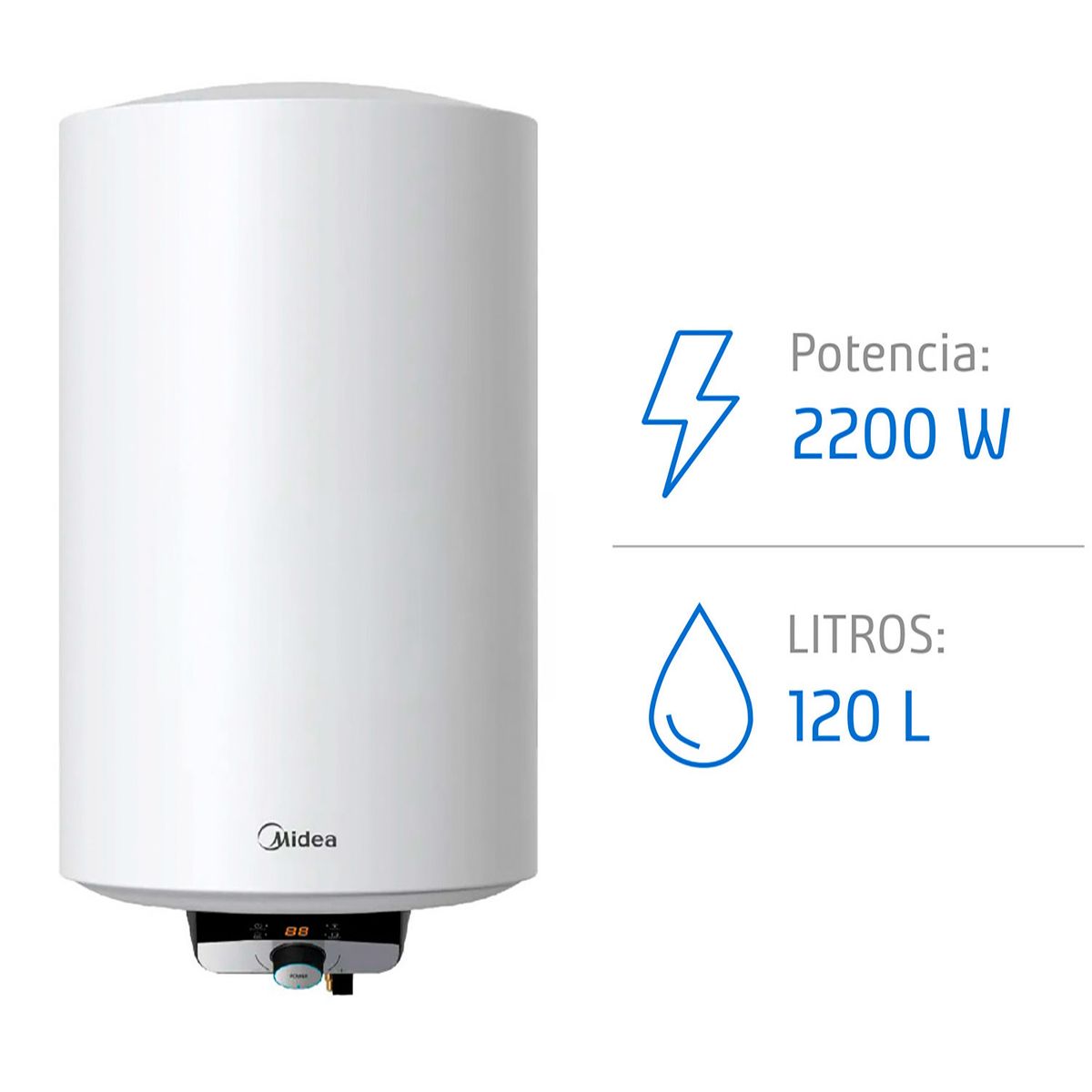 Termo con Wifi Eléctrico 120 Litros 2.2 kW de Muro, marca MIDEA - Foto Principal