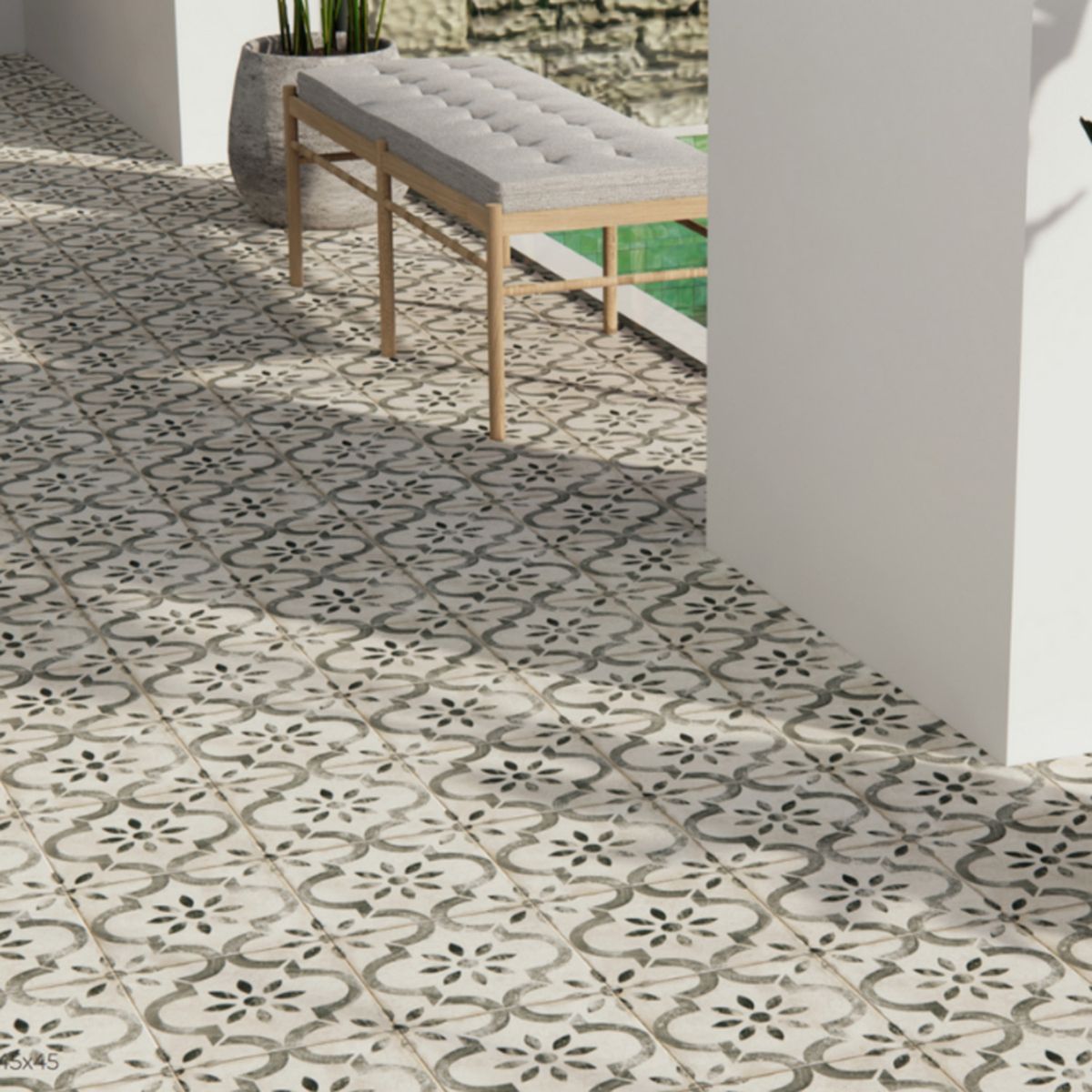 PAMESA - Porcelanato 45x45 cm Leeds Gris 1.22 m2