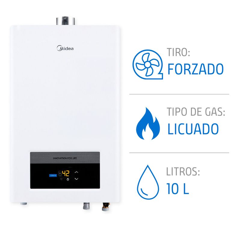 Calefont 10 Litros Gas Licuado Tiro Forzado Ionizado