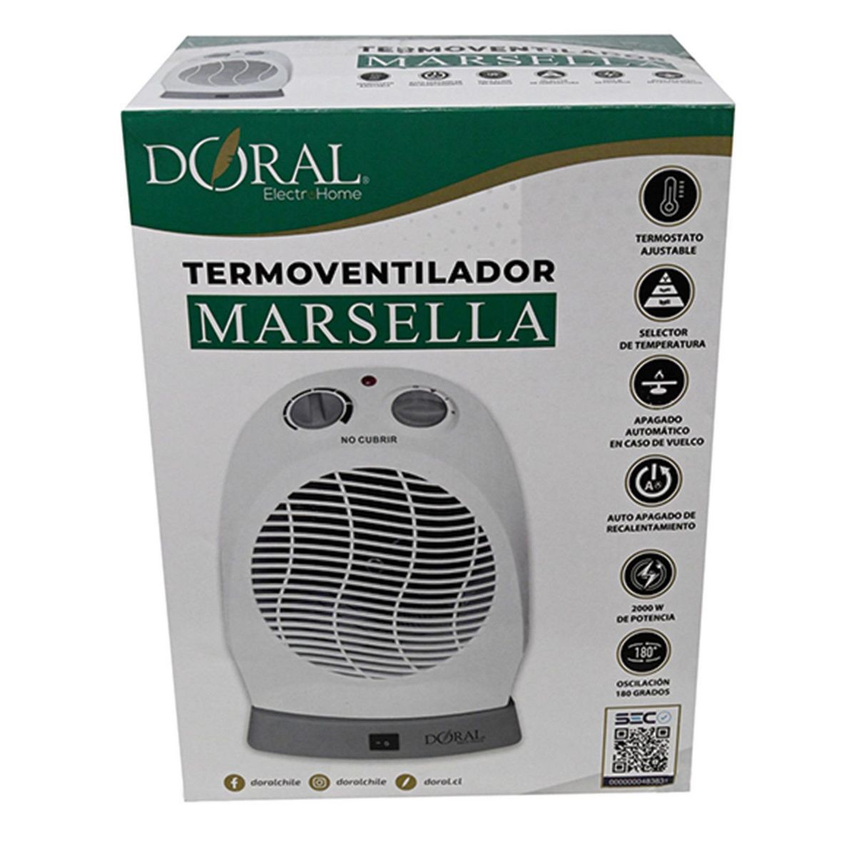 DORAL - Termoventilador Eléctrico 2000 W Marsella Blanco