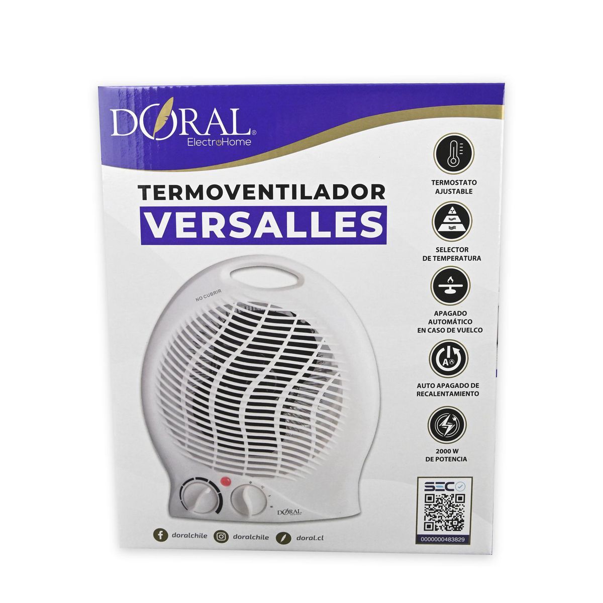 DORAL - Termoventilador Eléctrico 2000 W Versalles Blanco