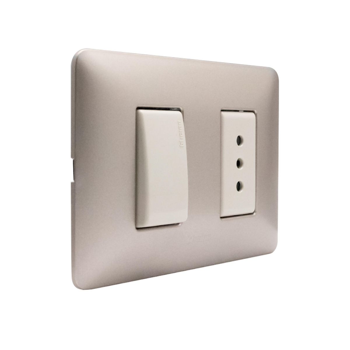 BTICINO - Placa armada 10A + Int 9/12 Titanio Dorado Matix