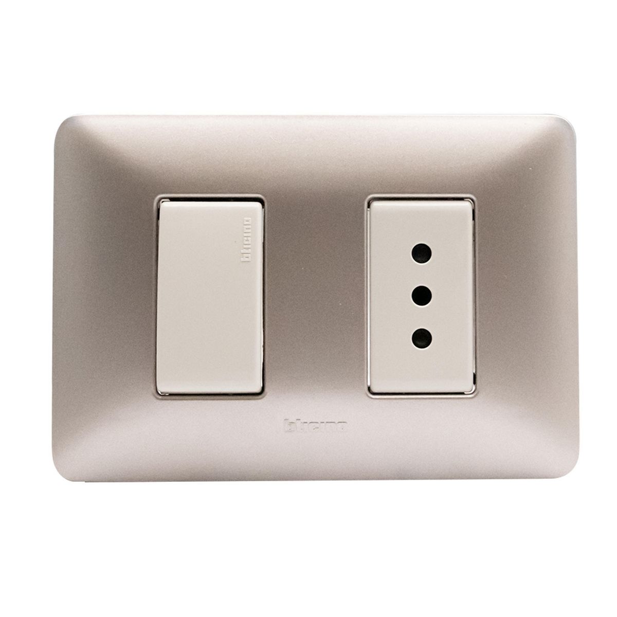 BTICINO - Placa armada 10A + Int 9/12 Titanio Dorado Matix