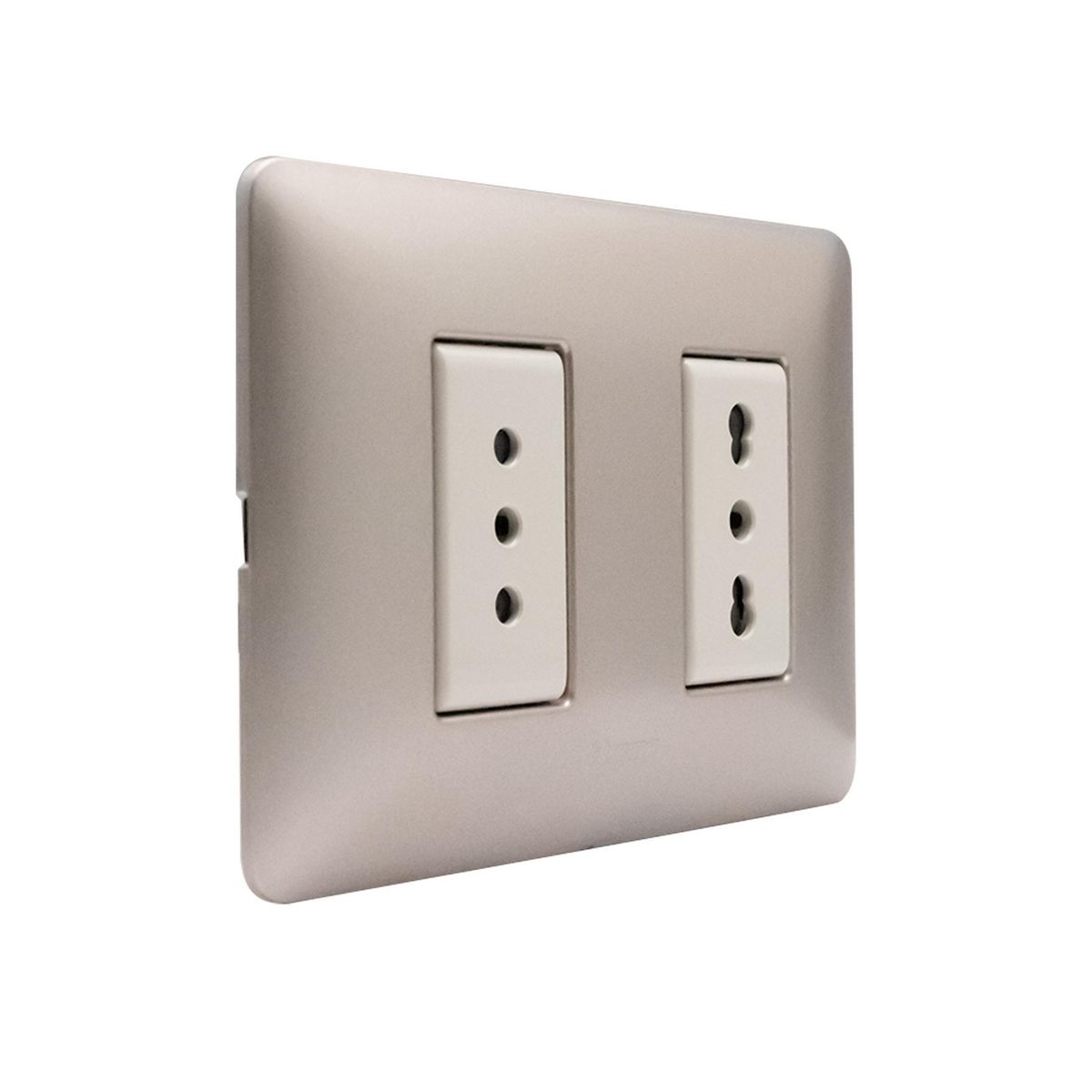 BTICINO - Placa armada 10A + 10/16A Titanio Dorado Matix