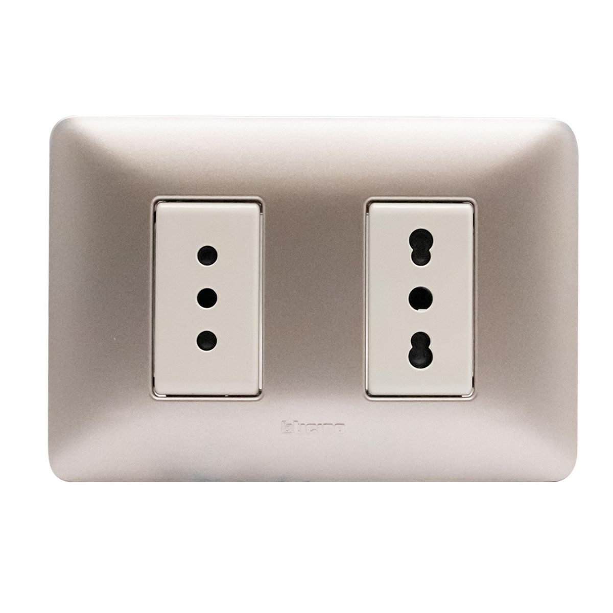 BTICINO - Placa armada 10A + 10/16A Titanio Dorado Matix