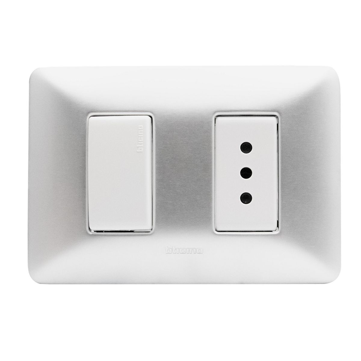 BTICINO - Placa armada 10A + Int 9/12 Aluminio Matix