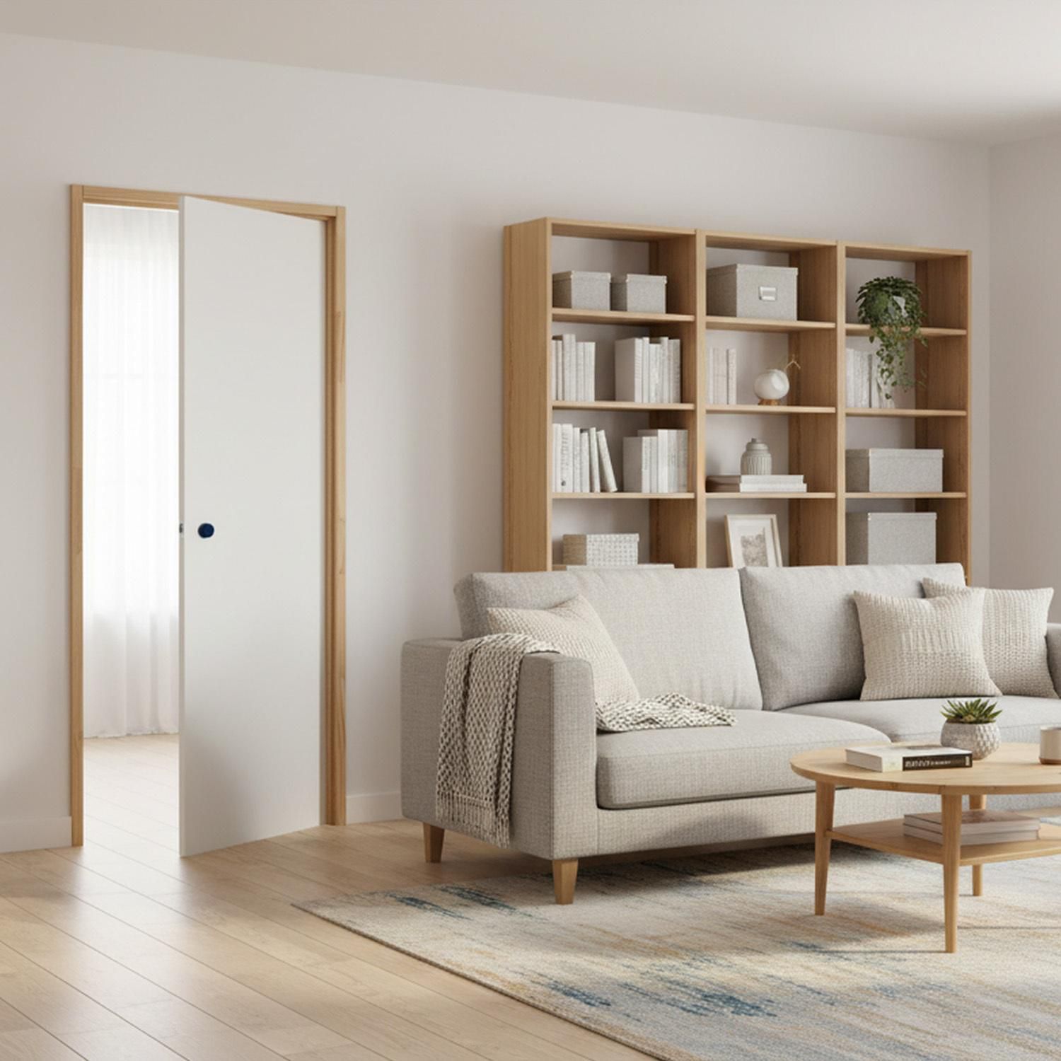 HOLZTEK Puerta Interior MDF Precolgada Lisa Blanco Apertura