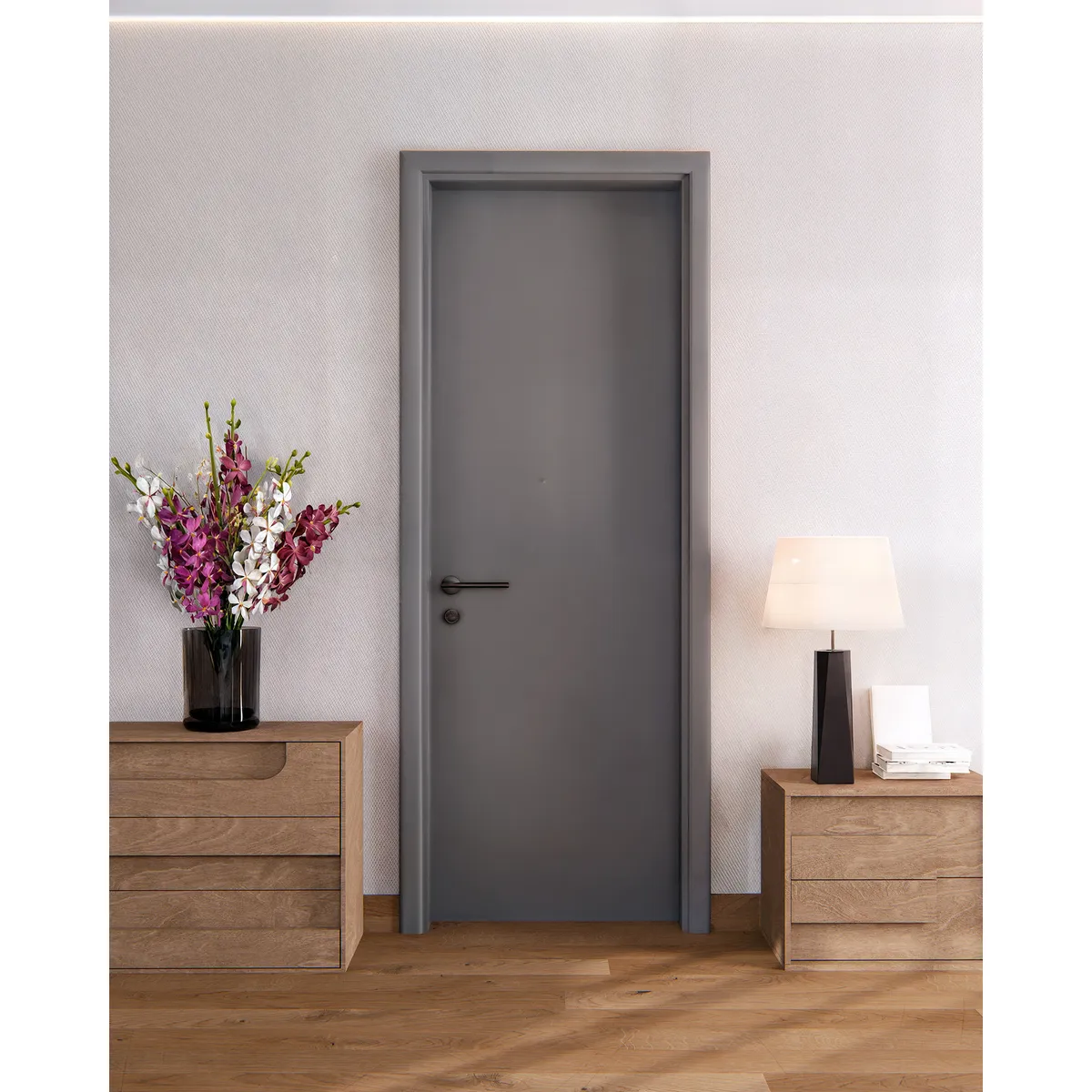 GENERICO - Puerta Interior MDF Con Recubrimiento Flexilam Color Gris 80x210