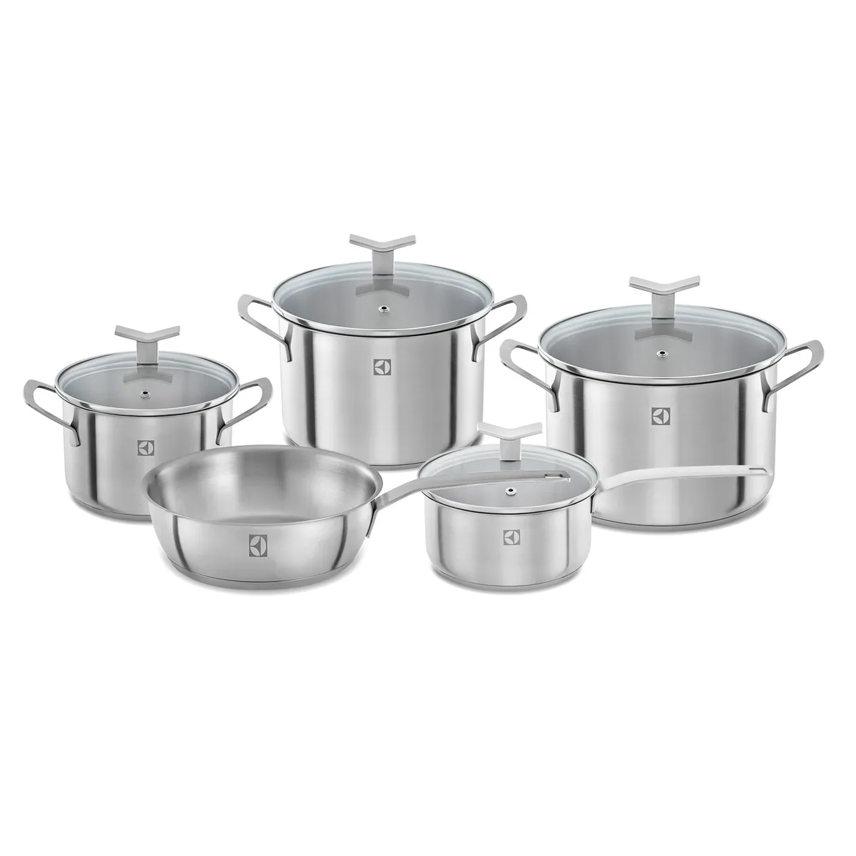 ELECTROLUX - Juego de Ollas 5 Piezas Acero inoxidable Plateado