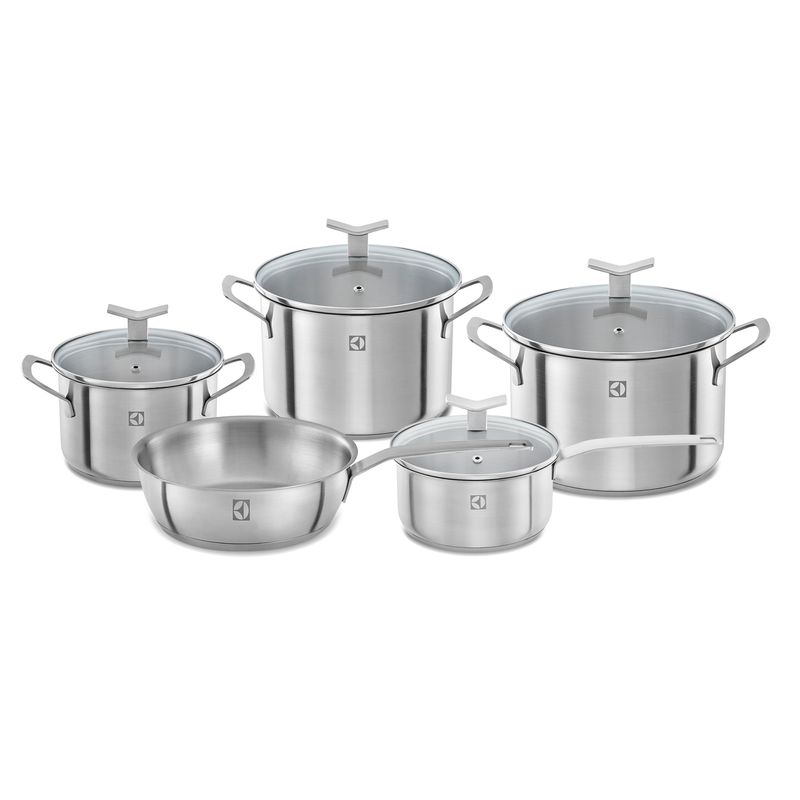 ELECTROLUX - Juego de Ollas 5 Piezas Acero inoxidable  Plateado