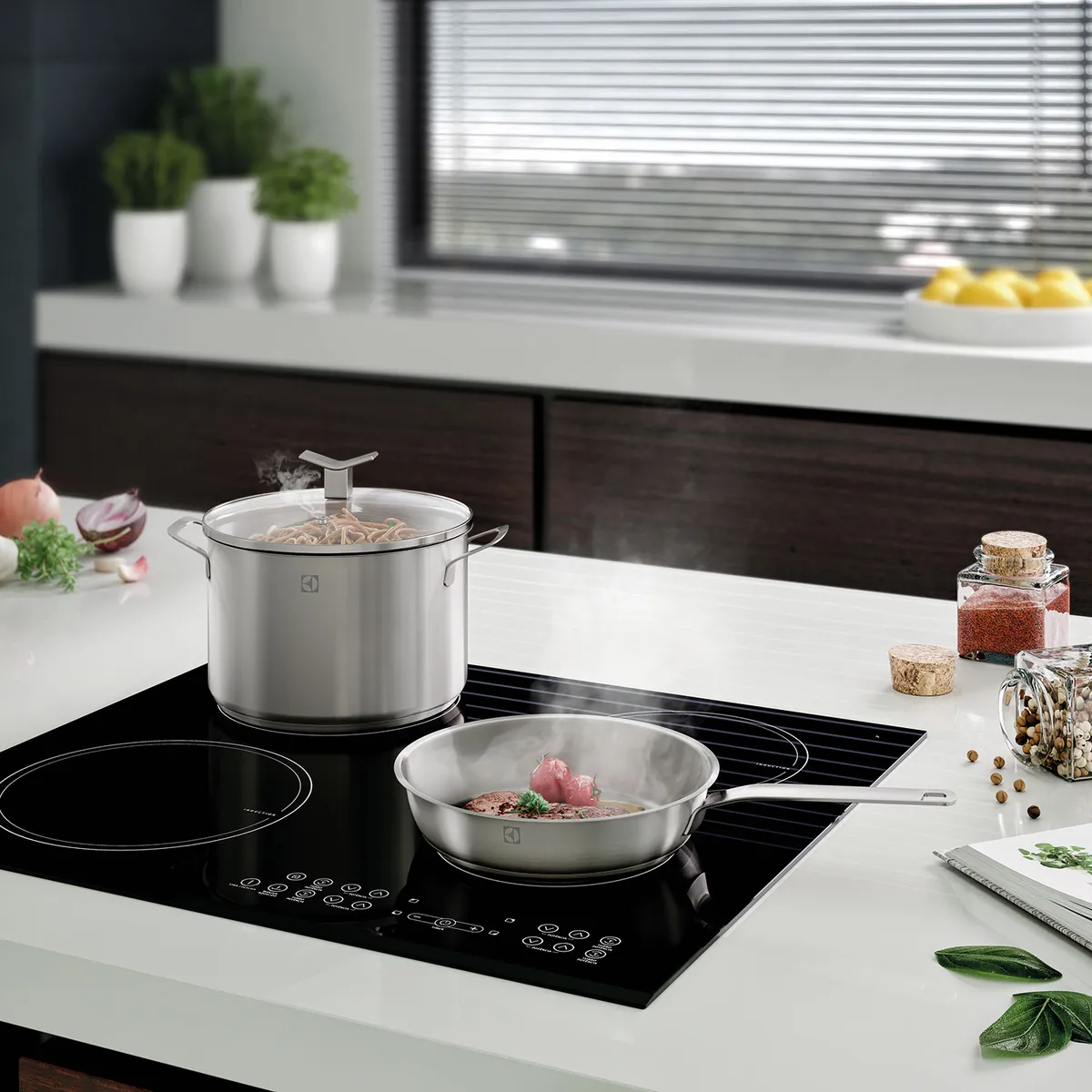 ELECTROLUX - Juego de Ollas 5 Piezas Acero inoxidable Plateado