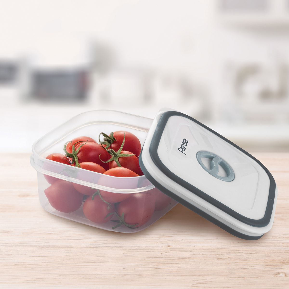 FENSA - Set 4 Contenedores Plásticos 230/500/1100/2100 ml Gris