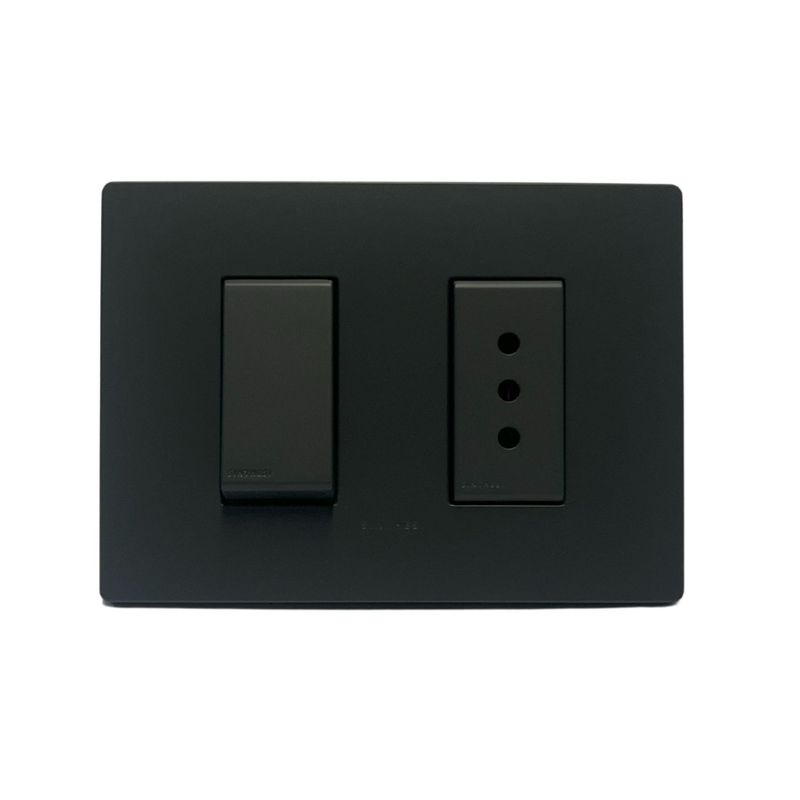 SINTHESI - Interruptor 9/12 + enchufe 10A armado S33 noir
