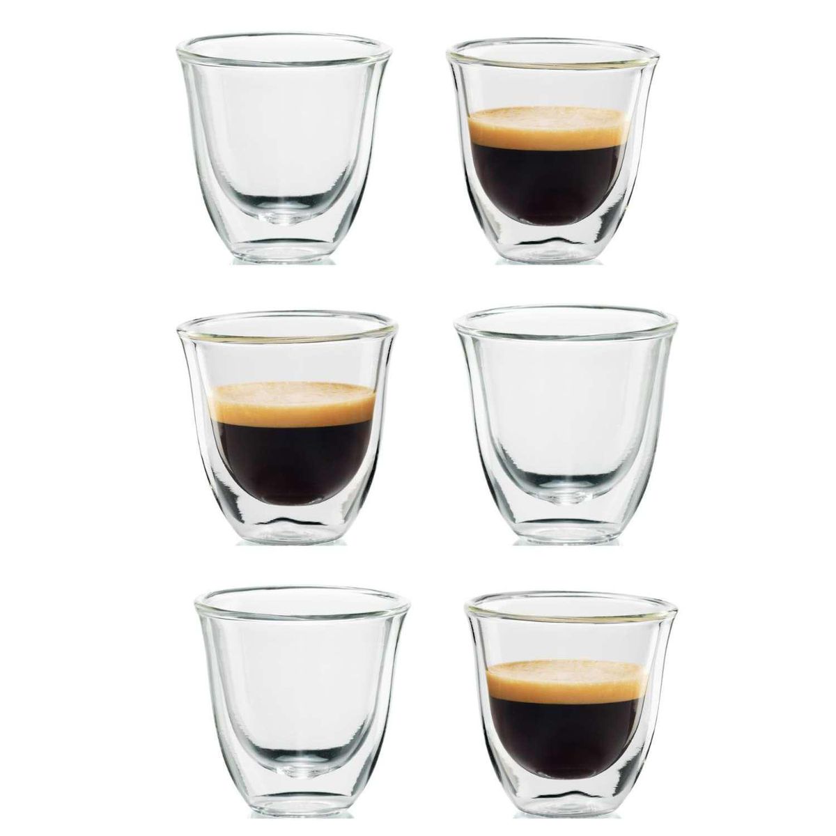 IMPORTADORA USA - Set 6 Mug Doble Pared 40 ml Vidrio Espresso Transparente