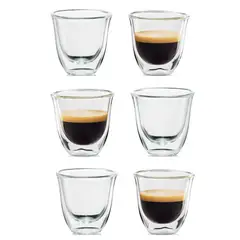 IMPORTADORA USA - Set 6 Mug Doble Pared 40 ml Vidrio Espresso Transparente