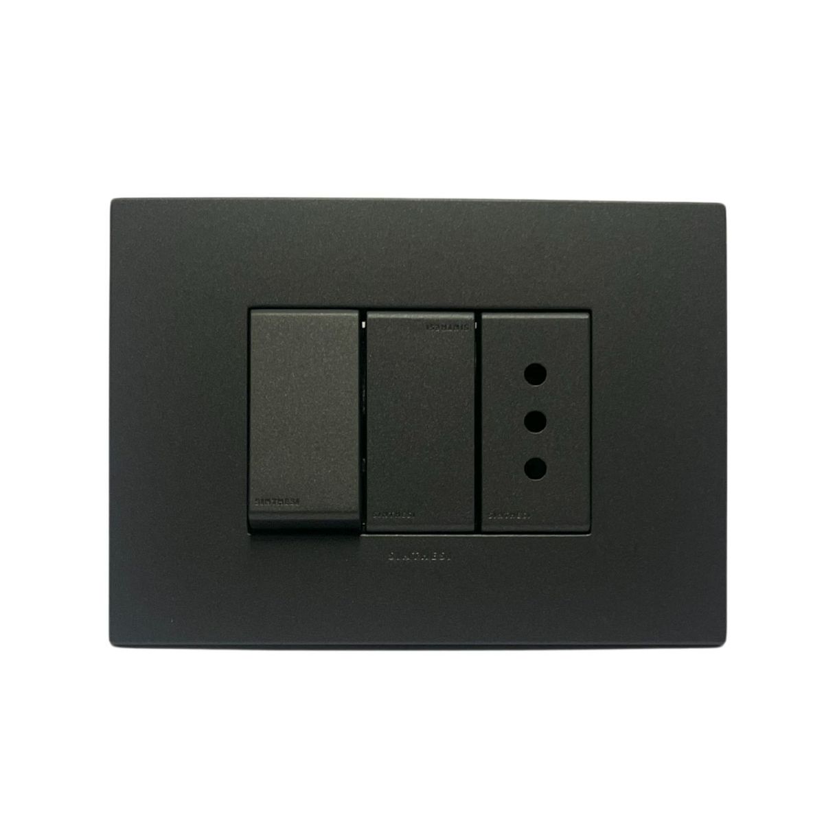 SINTHESI - Interruptor 9/12 + enchufe 10A armado S44 carbon