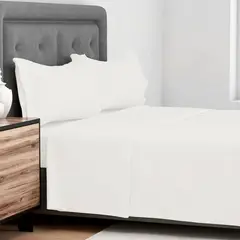 JUST HOME COLLECTION - Sábana Microfibra Lisa 2 plazas Blanco