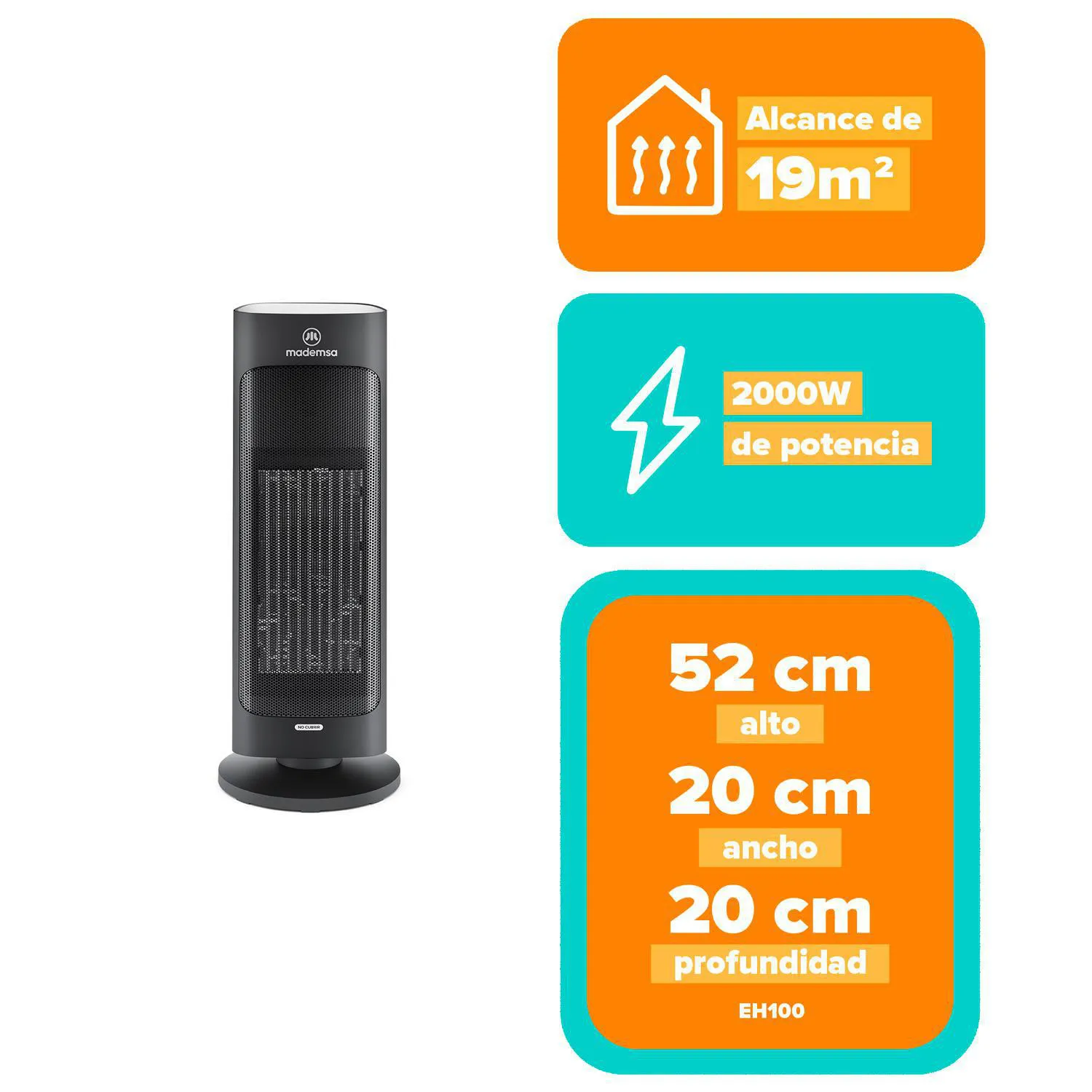 MADEMSA Estufa Eléctrica Cerámica 2000 W PTC EH100 | Falabella Chile