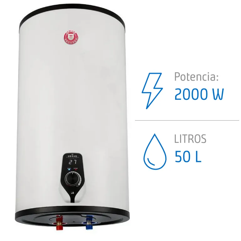 Termo Eléctrico 50 Litros 2000 W de Muro