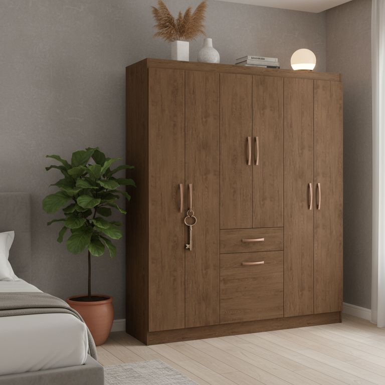 Closet Amarula 6 Puerta(s) 1 Cajón(es) 1 Repisa(s) 138x177x40 cm Café