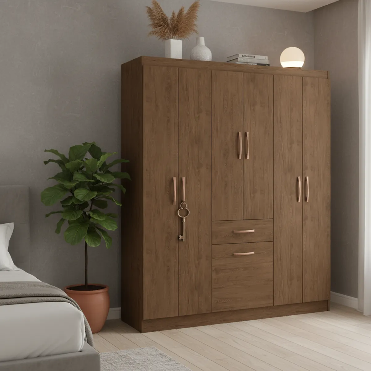 ALTAVISION - Closet Amarula 6 Puerta(s) 1 Cajón(es) 1 Repisa(s) 138x177x40 cm Café