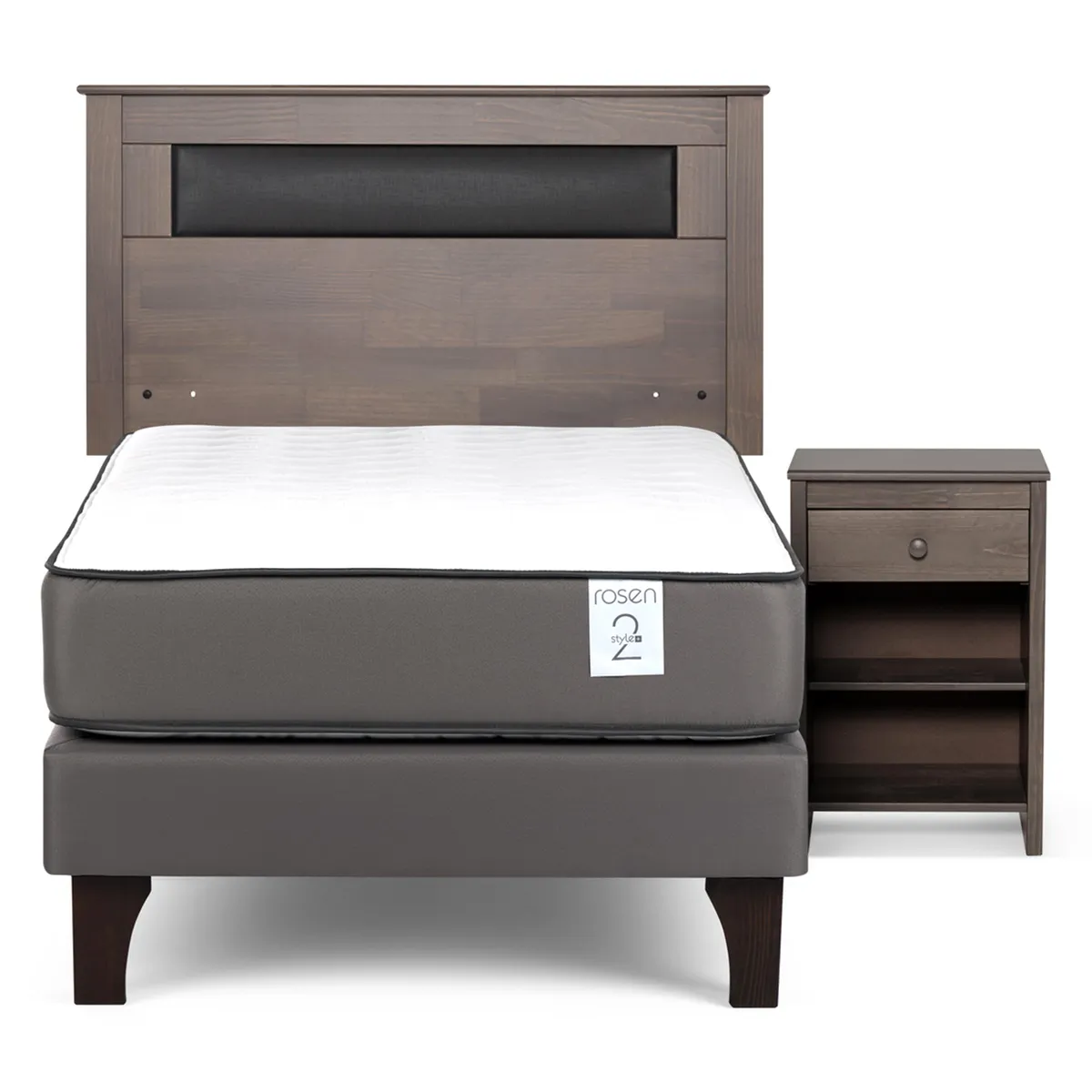 ROSEN - Cama 1 Plaza Europea New Style 2 Plus + Respaldo + Velador