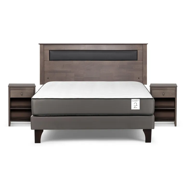 ROSEN Cama 2 Plazas Europea New Style 2 Plus + Respaldo + 2 Veladores