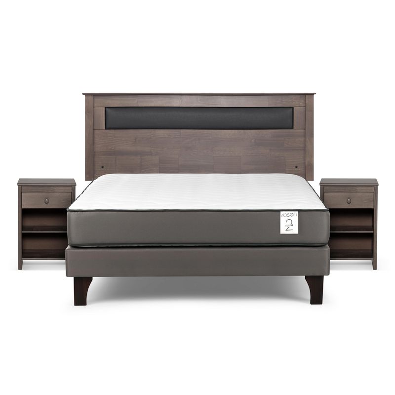 ROSEN - Cama 2 Plazas Europea New Style 2 Plus + Respaldo + 2 Veladores