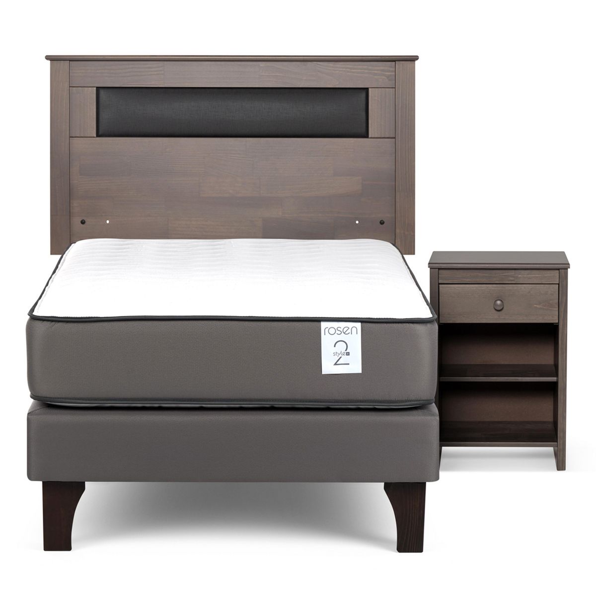 ROSEN - Cama 1.5 Plazas Europea New Style 2 Plus + Respaldo + Velador