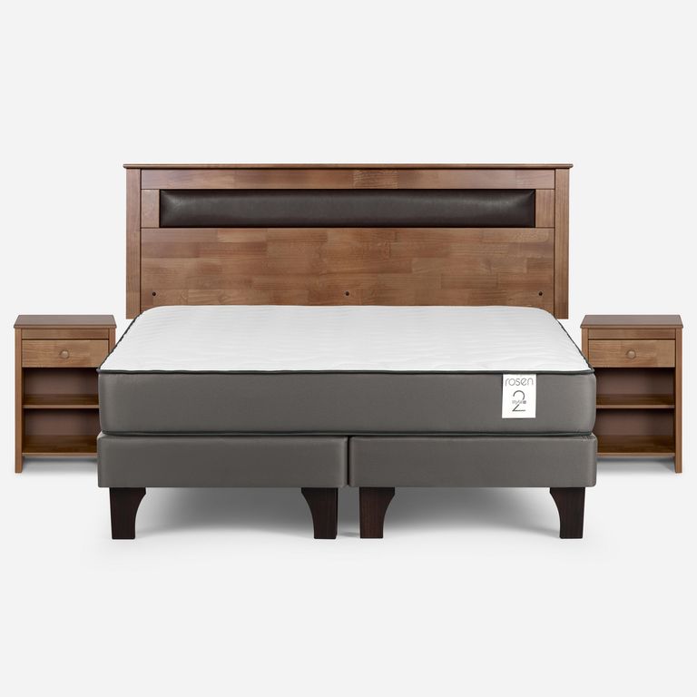 Cama King Europea New Style 2 Plus + Respaldo + 2 Veladores