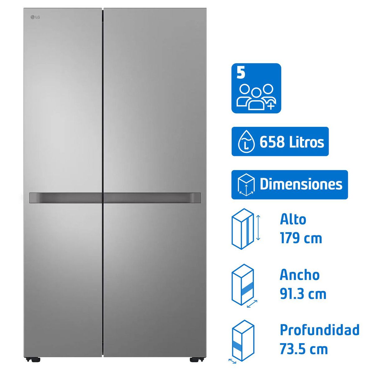LG - Refrigerador 2 Puertas Side by Side No Frost 658 Litros GS66BPY