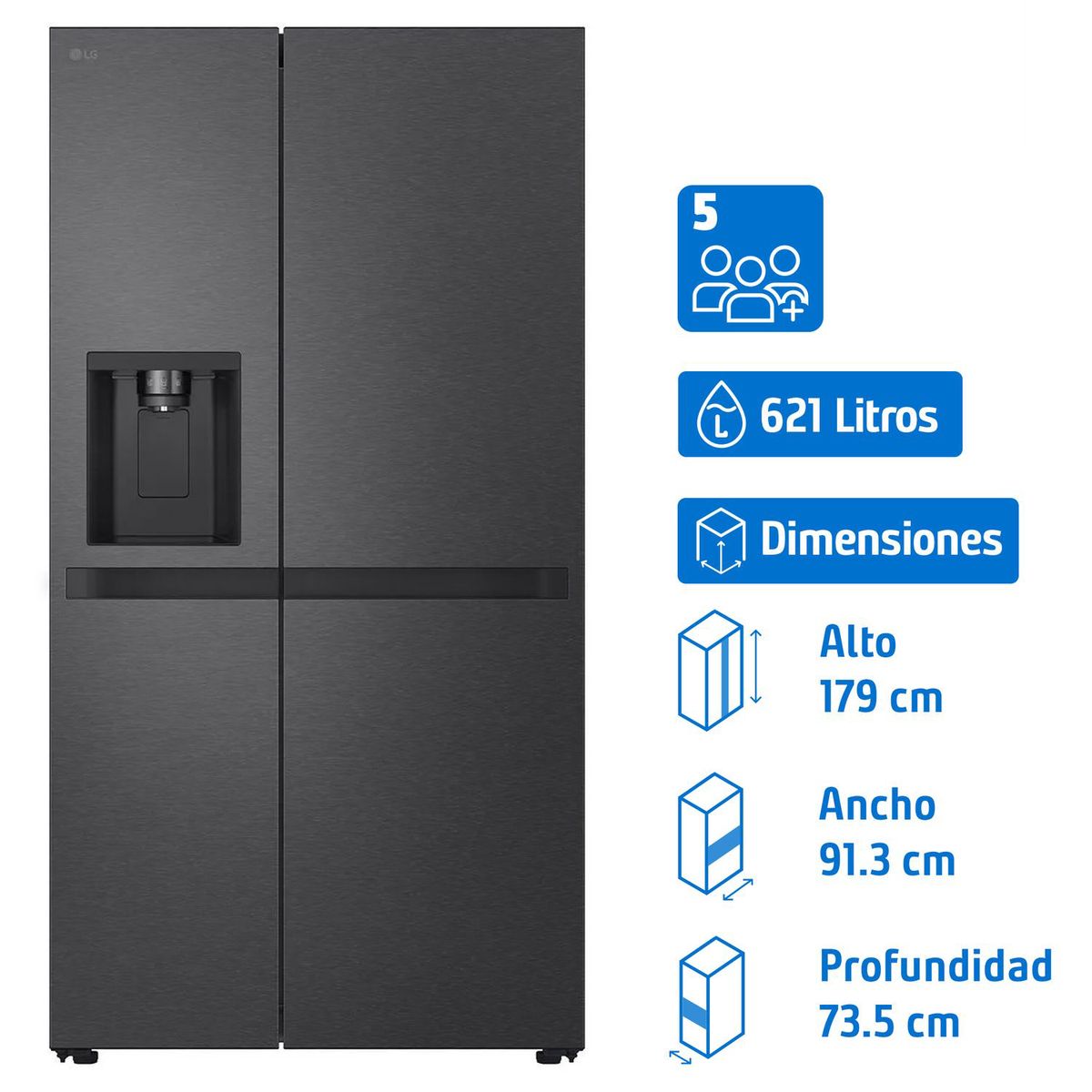 LG - Refrigerador Side by Side No Frost 621 Litros GS66SPM