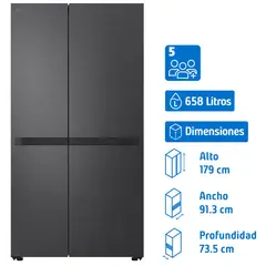 LG - Refrigerador 2 Puertas Side by Side No Frost 658 Litros Negro Esencial Matte GS66BPM