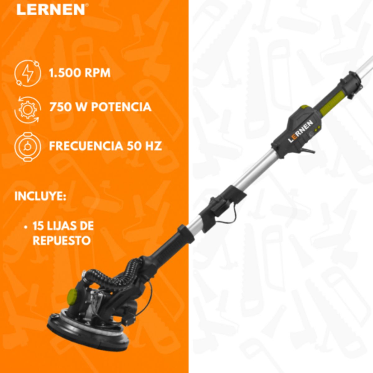 LERNEN - Lijadora de pared, piso y techo industrial 750W