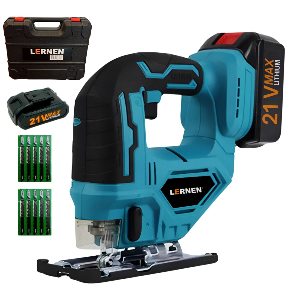 LERNEN - Sierra caladora inalámbrica 21V + accesorios