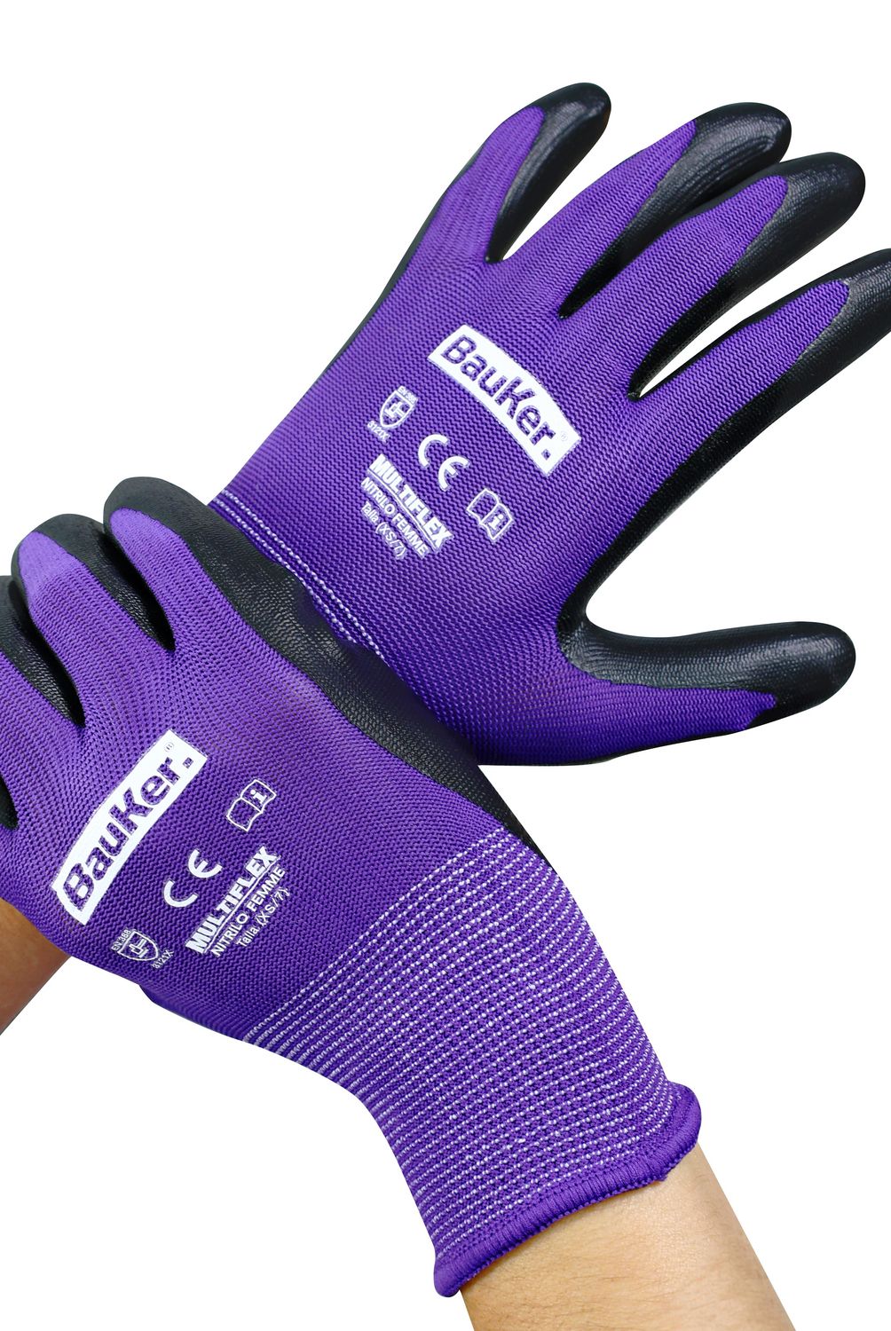 BAUKER - Guante Trabajo de Nitrilo XS Morado