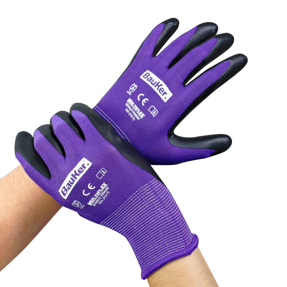 BAUKER - Guante Trabajo de Nitrilo XS Morado