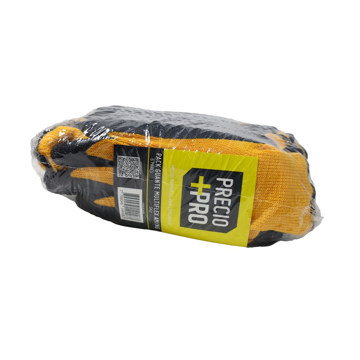 BAUKER - Pack 6 guantes de Poliéster Talla única Negro/ Amarillo